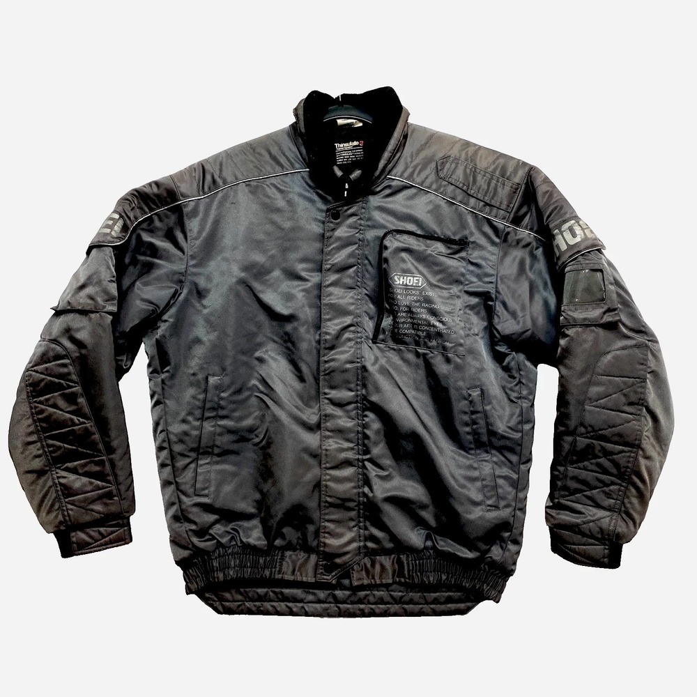 VINTAGE Shoei Puffer Jacket Mens L Gray Quilted Rider Motorcycle Racing